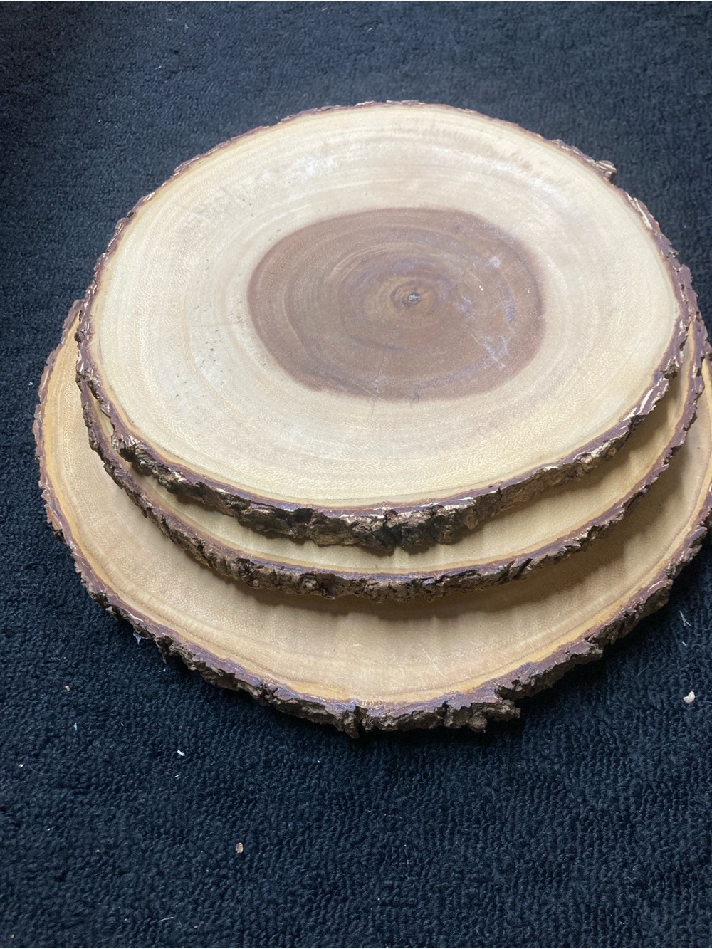 NEW Cake Plates Rustic Wood Set / 3